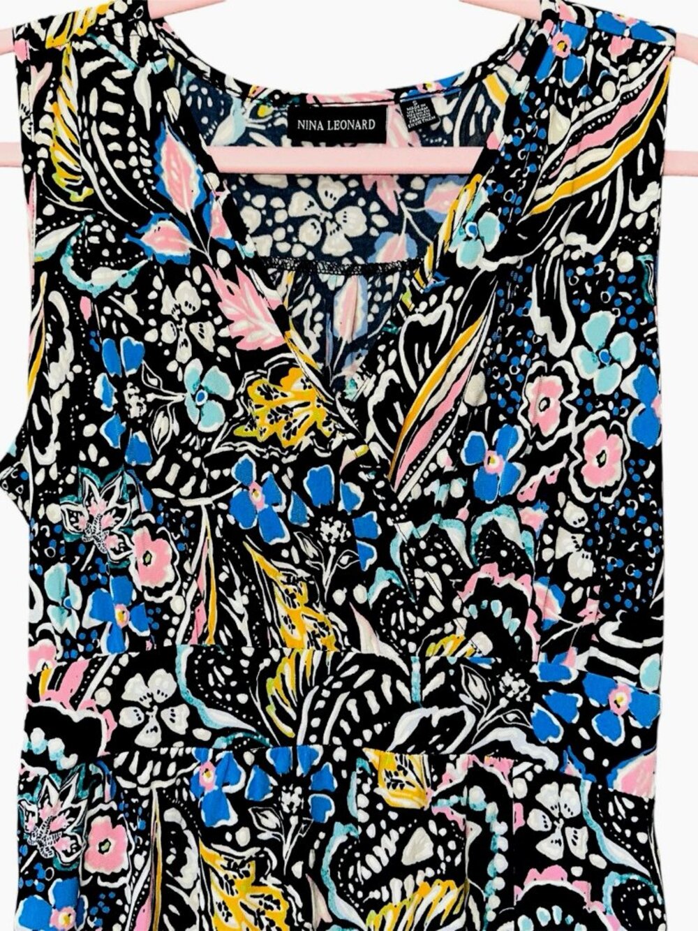 Nina Leonard Sleeveless Abstract Floral Maxi Dress Multicolor Summer Sm Resort - Picture 4 of 9